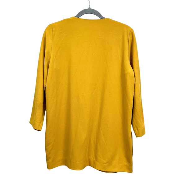 Rodebjer Womens Drap Blazer‎ Collarless Open 3/4 Sleeve Mustard Yellow Sz M - Picture 5 of 6